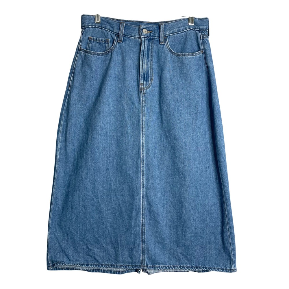 Old Navy High Rise Jean Midi Skirt Womens 8 Blue Medium Wash Wow Denim 2024